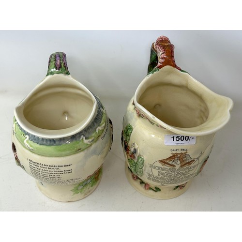 1500 - A Crown Devon musical jug, 20 cm, and another (2)