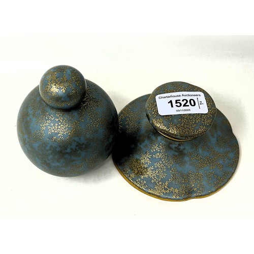 1520 - A Royal Worcester inkwell, and a matching scent bottle, 10 cm high (2)