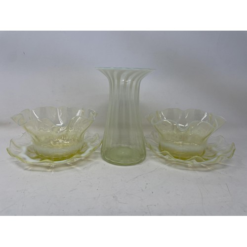 1582 - A pair of early 20th century satin glass ewers, assorted coloured and carnival glass (3 boxes)