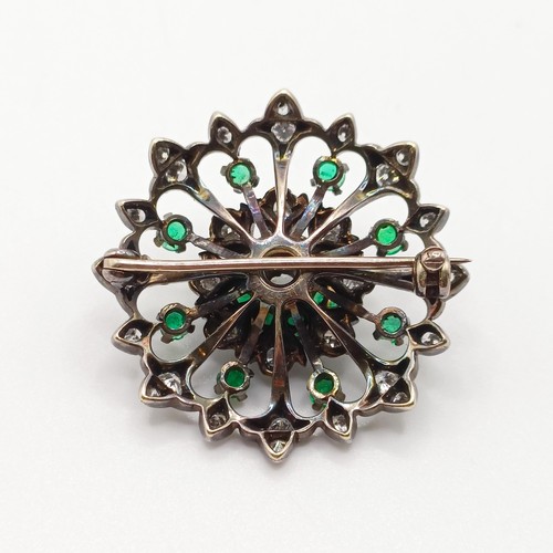 965 - A late Victorian emerald and diamond brooch