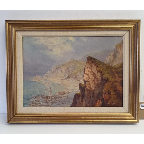 126 - S Y Johnson, a Cornish coastal scene, oil on canvas, signed and dated 1910, 25 x 34 cm