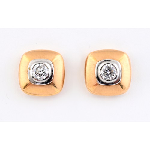 525 - A pair of Boodles Amare 18ct gold, platinum and diamond set ear studs