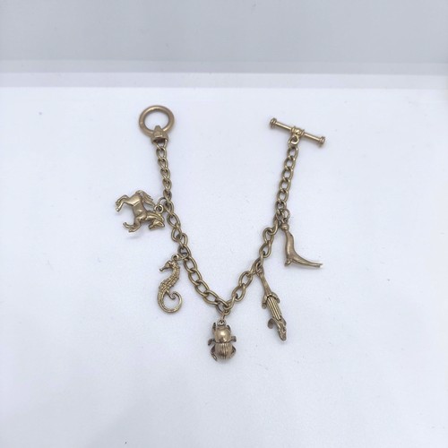 547 - A silver gilt charm bracelet, and assorted charms