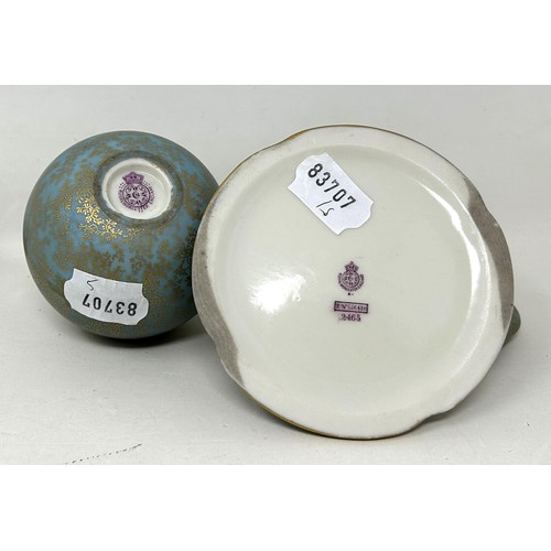 858 - A Royal Worcester inkwell, and a matching scent bottle, 10 cm high (2)