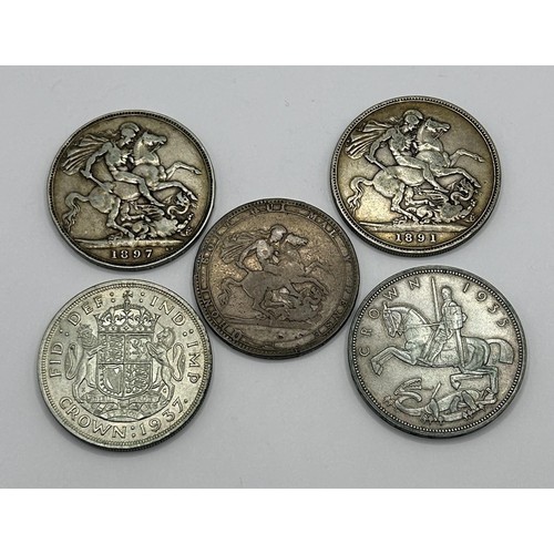 15 - Five crowns, 1819, 1891, 1897, 1935 and 1937