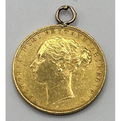 20 - A Victorian gold sovereign, 1880, with a later mount, untested