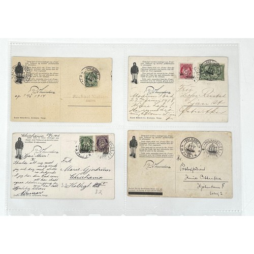 89 - Norway - 1914-19 four different coloured Polar Amundsen cards  with facsimile Roald Amundsen signatu... 