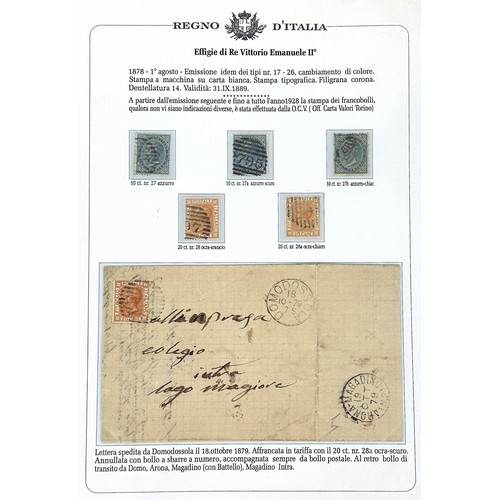 97 - Italy - Selection on three exhibition pages with 1879 Emmanuel cover, scarce and fine 1861/2 Postage... 