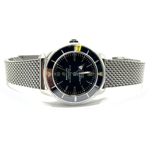 604 - A Breitling Superocean Heritage B20 Automatic 42 green baton dial wristwatch, with a black unidirect... 