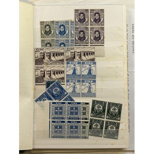 115 - A collection of Ireland stamps, including 1929-1962 commemoratives in blocks of four, u/m in a stock... 