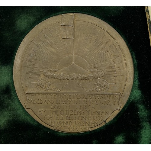 64 - A City of London Imperial Volunteers South Africa 1899-1900 medallion, in a fitted leather box