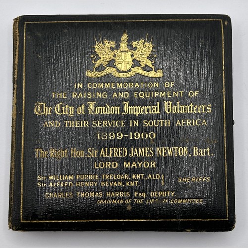 64 - A City of London Imperial Volunteers South Africa 1899-1900 medallion, in a fitted leather box