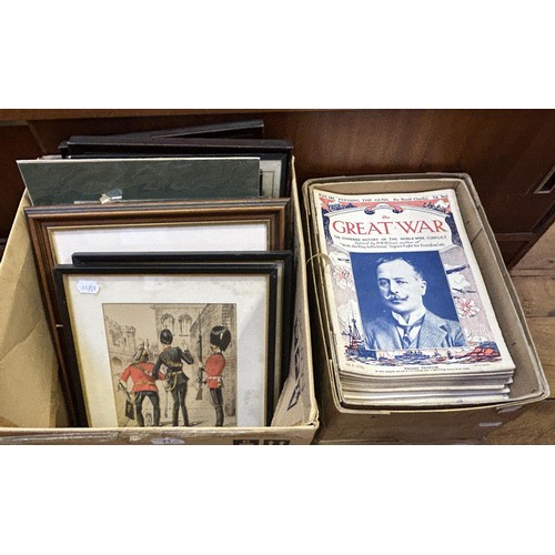 71 - Assorted military prints, and various copies of The Great War magazine (4 boxes)