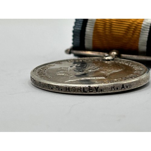 72 - A 1914-1915 Star Trio, awarded to 55771 Dvr R Horley RFA, and an Imperial Service Medal, issued to W... 