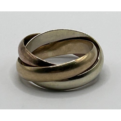 626 - A 9ct tri-coloured gold Russian wedding ring, 5.7 g