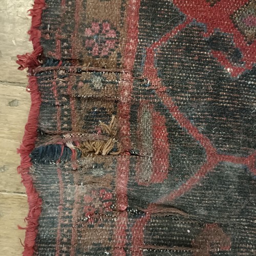 957 - A Turkey style red ground rug, 153 cm wide