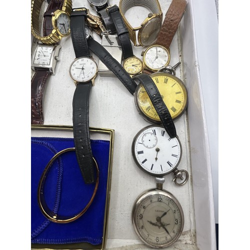 620 - A silver open face pocket watch, and assorted other watches (box)