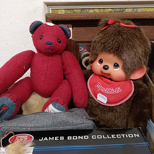 737 - A Corgi James Bond eight piece gift set, No TY99135, a Harris Tweed red teddy bear, and assorted oth... 