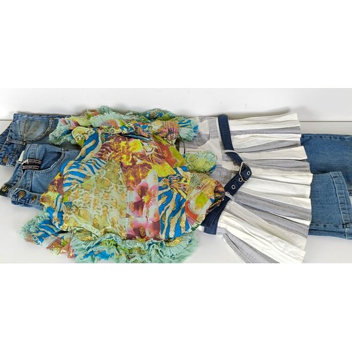 731 - A Just cavalli top, skirt, and two pairs of jeans (4)