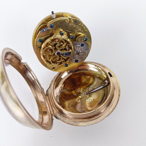 569 - An 18th century silver open face pocket watch, with a fusee movement, London 1797