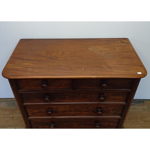 1001 - A 19th century mahogany chest, of two short and three long graduated drawers, 120 cm wide