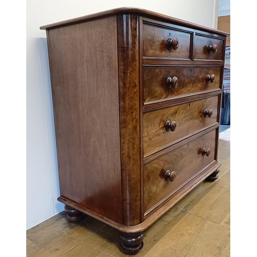 1001 - A 19th century mahogany chest, of two short and three long graduated drawers, 120 cm wide