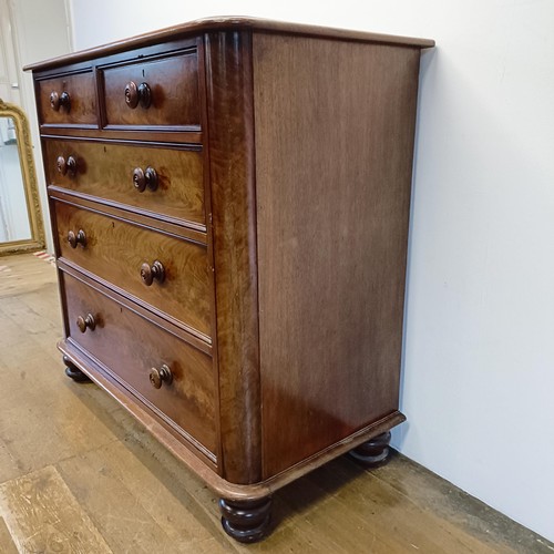 1001 - A 19th century mahogany chest, of two short and three long graduated drawers, 120 cm wide