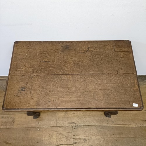 1006 - A 19th century oak lowboy, having four drawers, on cabriole legs, 89 cm wide