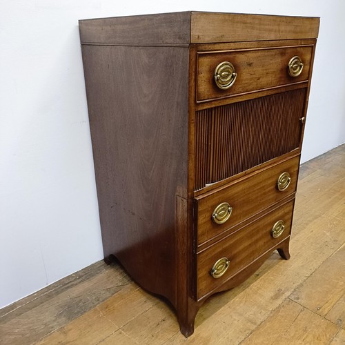 1013 - A 19th century mahogany tambour front night commode, 54 cm wide