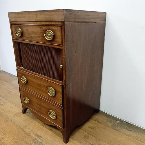 1013 - A 19th century mahogany tambour front night commode, 54 cm wide