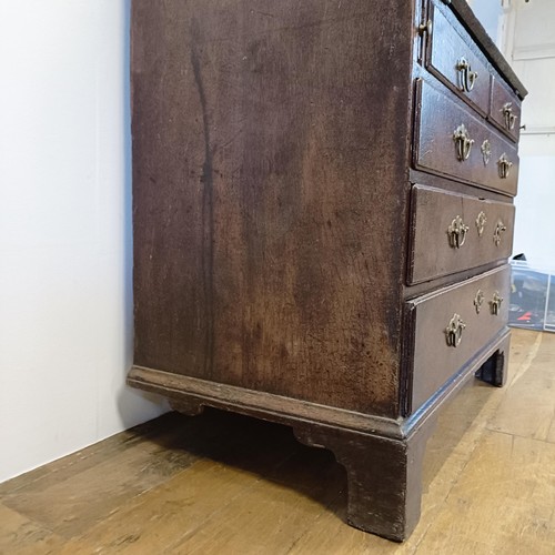 1020 - A 18th century oak bureau, with original handles, 92 cm wide