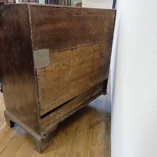 1020 - A 18th century oak bureau, with original handles, 92 cm wide