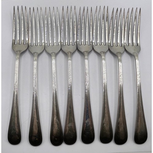 681 - A set of eight sterling silver dessert forks