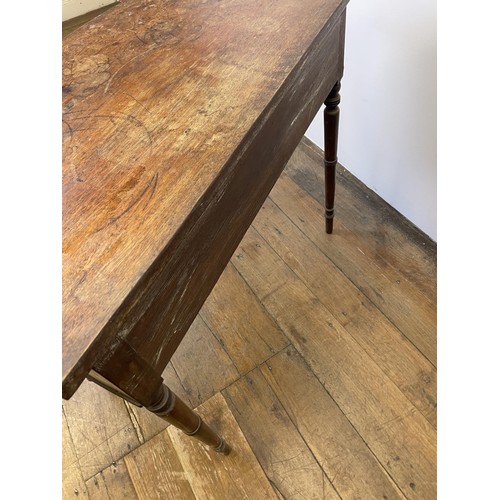 941 - A mahogany bow front side table, with a single frieze drawer, 90 cm wide