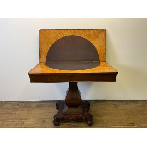 942 - A 19th century mahogany folding card table, 93 cm wide