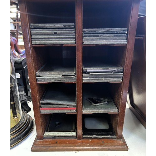 894 - A 19th century mahogany cased stereoscope viewer, and assorted slides, in a mahogany case, 48 cm x 2... 