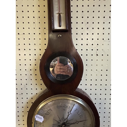 917 - A mahogany wheel barometer