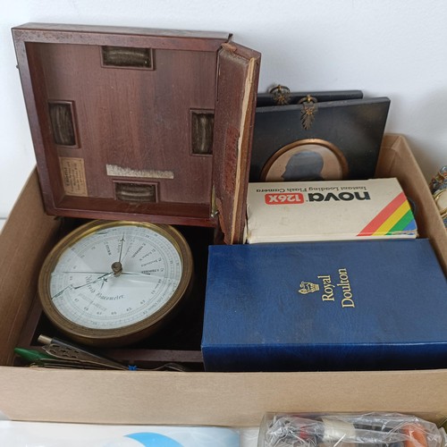 846 - A brass calendar, and assorted other items (3 boxes)