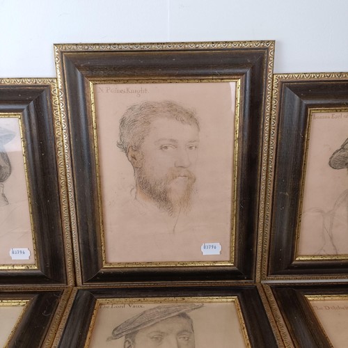 874 - After Holbein, a set of six portrait collotype prints, 23 x 20 cm (6)