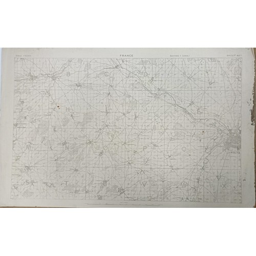 49 - A group of France WWI maps, including Bray sur Somme and Amiens, all unframed