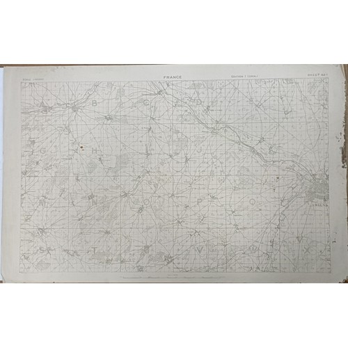 49 - A group of France WWI maps, including Bray sur Somme and Amiens, all unframed