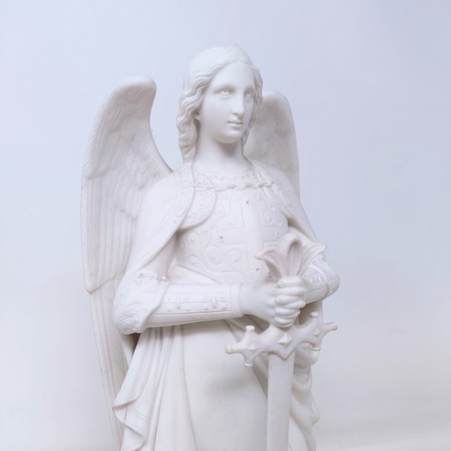 800 - A Minton parian figure, of the Archangel Michael, holding a sword, 32 cm high