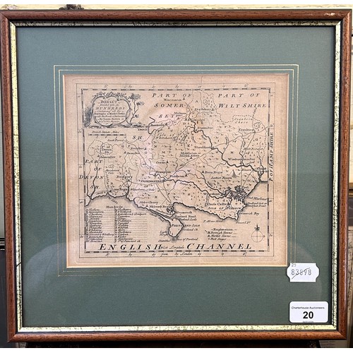 20 - Emmanuel Bowen, map of Dorset, from Arts & Sciences, issued from 1759 – 1763, 19 x 22 cm
Provenance:... 