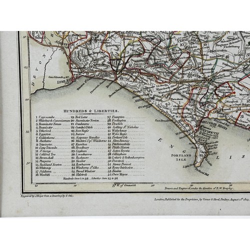 25 - Map of Dorset, J Roper engraver, pub. Vernor & Hood 1805, frontispiece map in Beauties of England & ... 