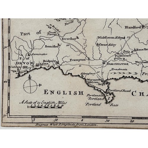 30 - John Cowley, map of Dorset, 1744, 15 x 19 cm
Provenance: From the collection of David Beaton, local ... 