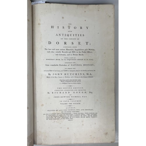 5 - Hutchins History of Dorset Second edition, printed by John Nichols, Vol. 1 (1796), Vol. 2 (1803), Vo... 