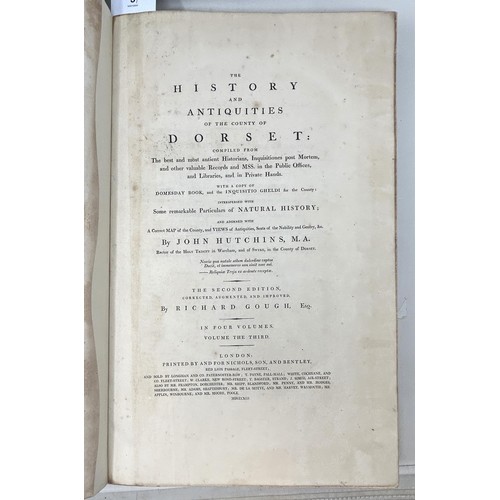 5 - Hutchins History of Dorset Second edition, printed by John Nichols, Vol. 1 (1796), Vol. 2 (1803), Vo... 