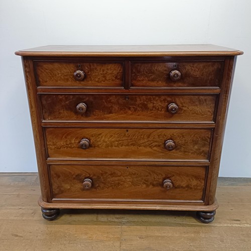 692 - A 19th century mahogany chest, of two short and three long graduated drawers, 120 cm wide