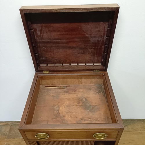 695 - A 19th century mahogany tambour front night commode, 54 cm wide