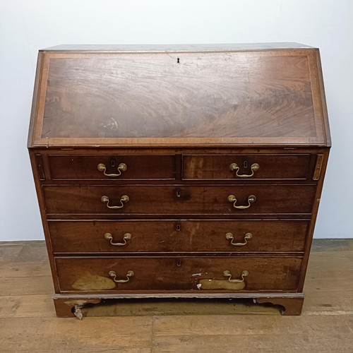 693 - A 19th century mahogany bureau, 107 cm wide